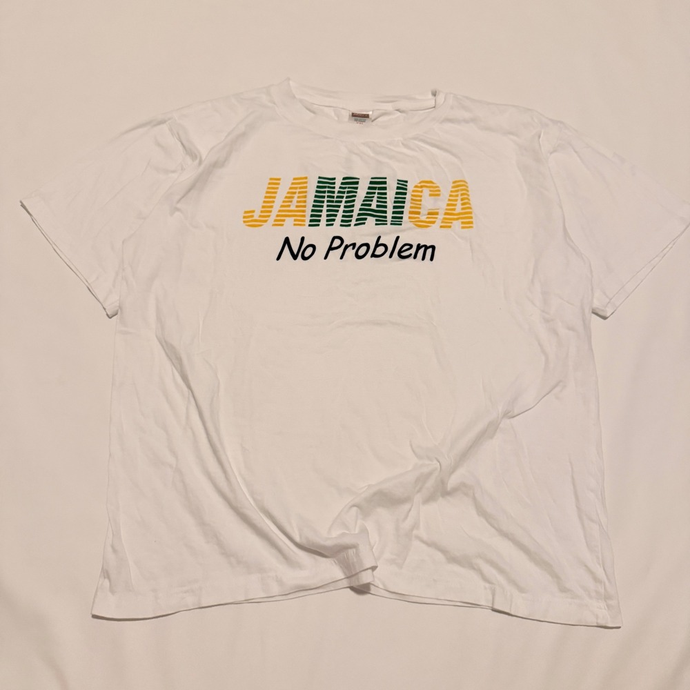 Divi Creations T-Shirt Mens XXL White Jamaica No Problem Graphic Vacation Tee